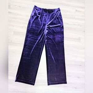 Chico's Travellers Pants Purple Stretch Velvet Pull On Size 8/10R